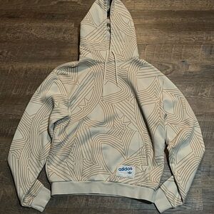 Adidas Beige Geometric Men's Hoodie